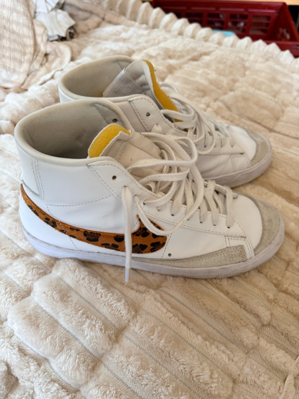 Nike White Sneaker Interior with Black Swoosh Tag